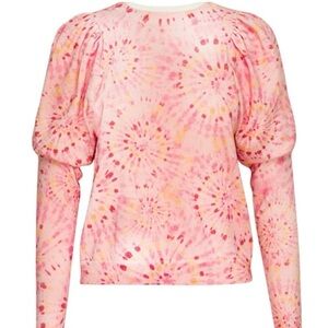 Misa Los Angeles Pink Tie-Dye Puff Sleeve Sweater